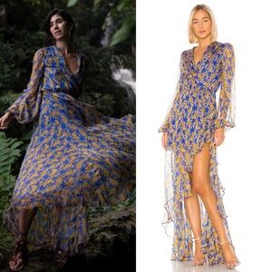 CAROLINE CONSTAS Liv Dress in Blue & Yellow in Size XS